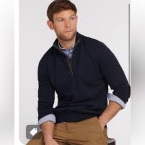 British Khaki 1/4 zip Lambswool Pullover Sweater in Navy Blue size Large